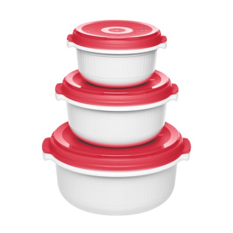 EMSA 518999 recipiente per cibo Rosso, Bianco 3 pz
