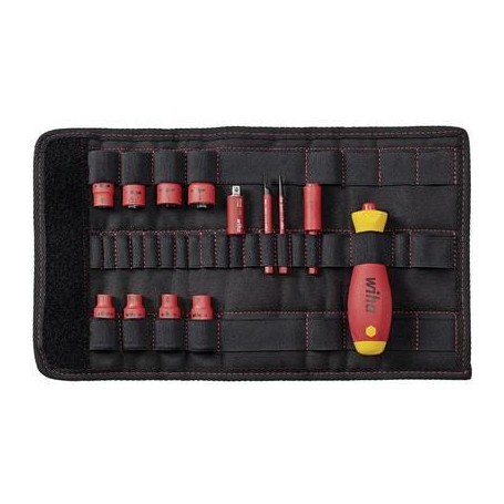 Schraubendreher und Steckschlsseleinsatz 1/4" electric slimVario Set (rot/gelb, 14-teilig, mit slimBits) (43467)