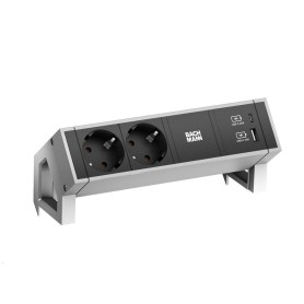 Bachmann Desk 2 prolunghe e multiple 2 presa(e) AC Interno Nero, Argento (902901)