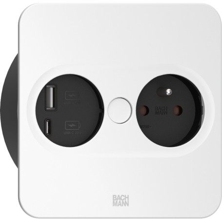 Bachmann 946.207 presa energia Type E + USB A + USB C Acciaio inox (946.013)