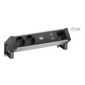 Bachmann Desk 2 Alu prolunghe e multiple 2 presa(e) AC Interno Alluminio, Nero (937.319)