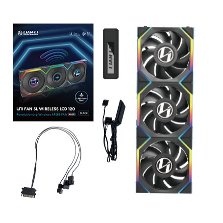 Lian Li UNI FAN SL Wireless LCD 120 Case per computer Ventilatore 12 cm Nero 3 pz (12SLLCD1W3B)