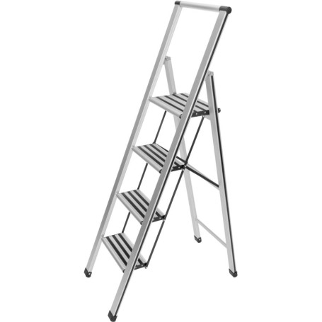 WENKO Alu-Design Klapptrittleiter 4-stufig Haushaltsleiter (601013100)
