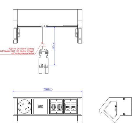 BACHMANN DESK2 1xCEE7/3 1xHDMI 2xCAT6A (902.3059)