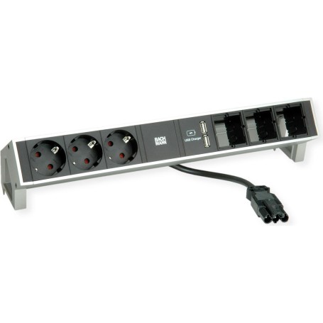 Desk2 3Schuko 3ABD USB Charger Inox (902.449)