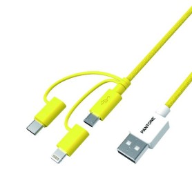 Pantone PT-USB003Y1 cavo USB 1,2 m USB A USB C.Micro USB A/Lightning Giallo (PT-USB003Y1)