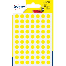 Avery PSA08J etichetta autoadesiva Cerchio Permanente Giallo 420 pz (PSA08J)