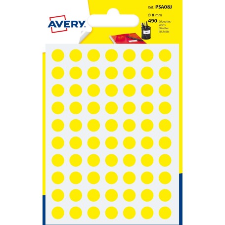 Avery PSA08J etichetta autoadesiva Cerchio Permanente Giallo 420 pz (PSA08J)