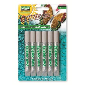 Lebez Blister 6 Tubetti Da 10,5Ml Colla Glitter Color Argento (5131-AG)
