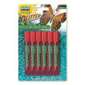 Lebez Blister 6 Tubetti Da 10,5Ml Colla Glitter Color Rosso (5131-R)
