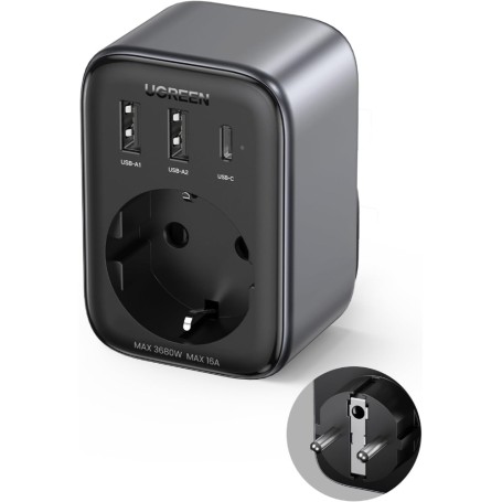 Ugreen 90613 Caricabatterie per dispositivi mobili Universale Nero AC Interno (90613)