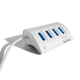 Ewent EW3934 prolunghe e multiple 2 m 5 presa(e) AC Interno Blu, Bianco (CEEW3934)