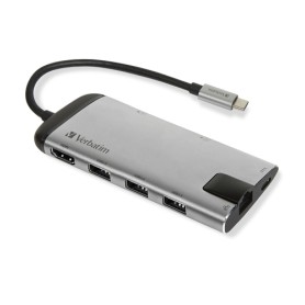 Verbatim 49142 replicatore di porte e docking station per laptop USB 3.2 Gen 1 (3.1 Gen 1) Type-C Nero, Argento