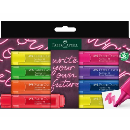 Faber-Castell 254601 evidenziatore 8 pz Punta smussata Blu, Verde, Lillà, Arancione, Rosa, Rosso, Giallo