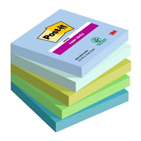 Post-It 654-5SS-OAS pouch autoadesiva Quadrato Blu, Verde 90 fogli Autoadesivo (654-5SS-OAS)