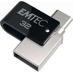 Emtec T260C unità flash USB 32 GB USB Type-A / USB Type-C 3.2 Gen 1 (3.1 Gen 1) Nero, Acciaio inossidabile (ECMMD32GT263C)