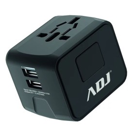 ADATTATORE UNIVERSALE TRAVEL BK US/EU/AUS/UK PLUGS 2*USB PORTS (110-00114)