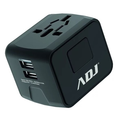 ADATTATORE UNIVERSALE TRAVEL BK US/EU/AUS/UK PLUGS 2*USB PORTS (110-00114)