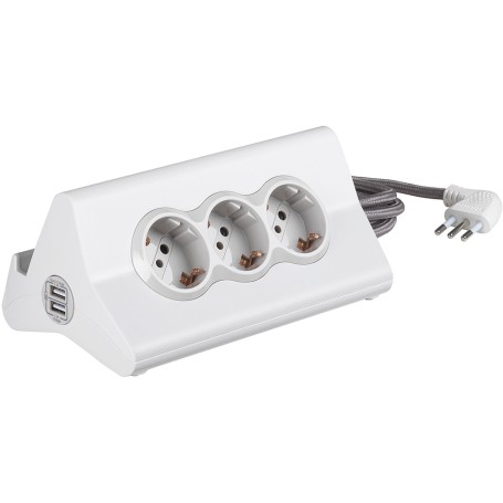 bticino S3713DBU prolunghe e multiple 2 m 3 presa(e) AC Interno Bianco (BT-S3713DBU)