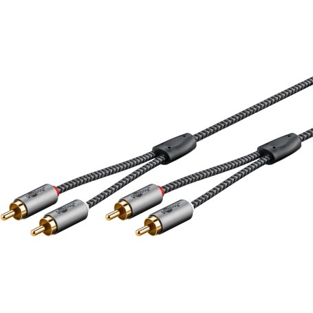 Plus Stereo-Cinchkabel (schwarz/silber, 5 Meter) (65295)