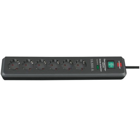 Secure-Tec Steckdosenleiste 6-fach (anthrazit, 2 Meter, 19.500A berspannungsschutz) (1159540366)