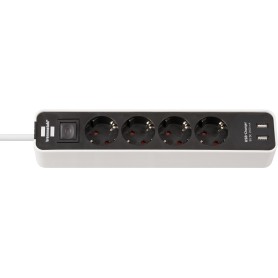 Ecolor Steckdosenleiste 4-fach (wei/schwarz, 1,5 Meter, 2x USB) (1153240026)