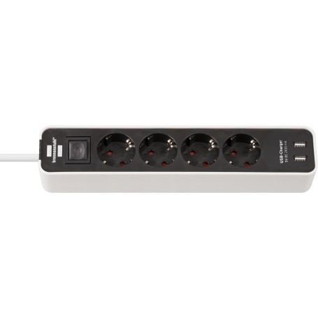 Ecolor Steckdosenleiste 4-fach (wei/schwarz, 1,5 Meter, 2x USB) (1153240026)