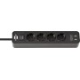 Ecolor Steckdosenleiste 4-fach (schwarz, 1,5 Meter, 2x USB) (1153240006)