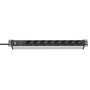 Alu-Line 19" Steckdosenleiste 8-fach (schwarz/silber, 1HE, 2 Meter, 19.500A berspannungsschutz) (1390007308)