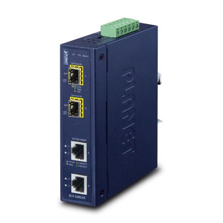 PLANET IP30 Industrial 2-port convertitore multimediale di rete Blu (IGT-2205AT)