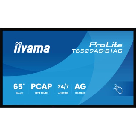 iiyama T6529AS-B1AG visualizzatore di messaggi Pannello piatto interattivo 163,8 cm (64.5") LED Wi-Fi 500 cd/m² 4K Ultra HD Ner