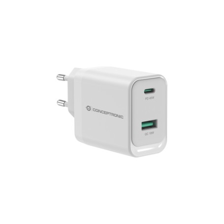 Conceptronic ALTHEA20W45 Caricabatterie per dispositivi mobili Universale Bianco AC Ricarica rapida Interno (120551203101)