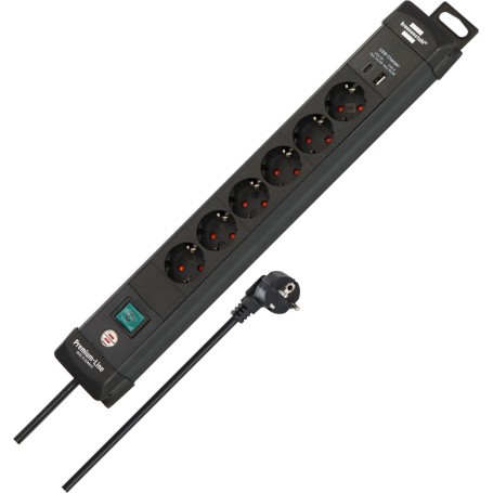 Brennenstuhl 1951160608 prolunghe e multiple 3 m 6 presa(e) AC Interno Nero