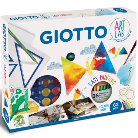 FILA Art Lab Magic Triangle Giotto - Contiene: 1 Album Kids A4 Da 200G Carta Bianca Di Qualita' 1 Scatola Di Acquerelli (581300)