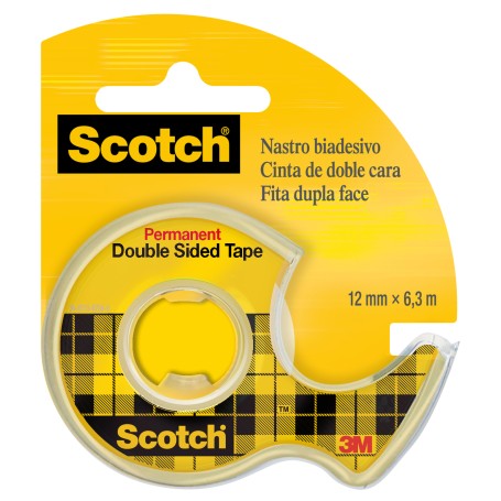 Scotch Nastro biadesivo trasparente 12 mm x 6.3 m con chiocciola (97291)