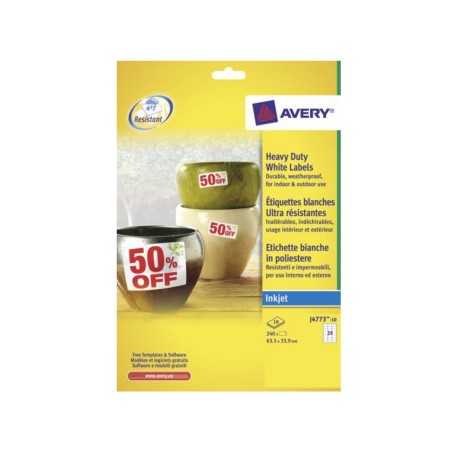 Avery J4773-10 etichetta autoadesiva Bianco 24 pz (J4773-10)