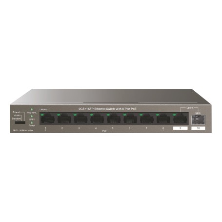 Tenda TEG1110PF-8-102W switch di rete Gestito Gigabit Ethernet (10/100/1000) Supporto Power over Ethernet (PoE) Grigio