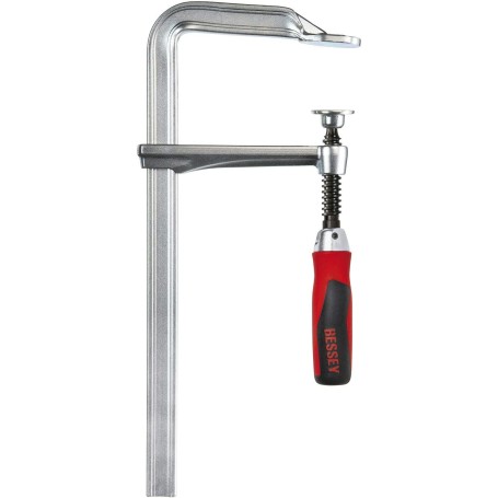 Original Ganzstahl-Schraubzwinge GZ60-12KG (silber/rot, 600 / 120, mit Klappgriff)