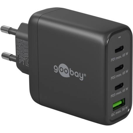 USB-C Multiport-Schnellladegert, PD, GaN, 68 Watt (schwarz, 3x USB-C, 1x USB-A, Power Delivery, QuickCharge) (64819)