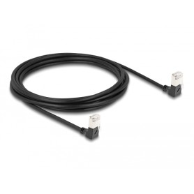 Patchkabel RJ-45 Cat.6a S/FTP, Slim 90 gewinkelt (schwarz, 3 Meter, nach oben abgewinkelte Stecker) (80301)