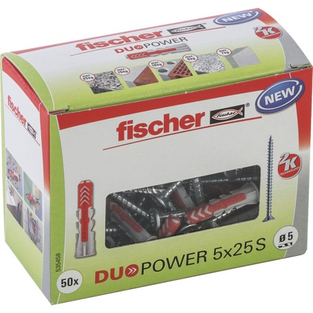 Dbel DUOPOWER 5x25 S LD (hellgrau/rot, 50 Stck, mit Schraube) (535458)