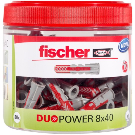 Dbel DUOPOWER 8x40, wiederverschliebare Dose (hellgrau/rot, 80 Stck) (535982)