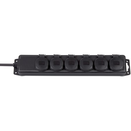 Outdoor-Steckdosenleiste IP44, 6-fach (schwarz, 2 Meter) (1159970)