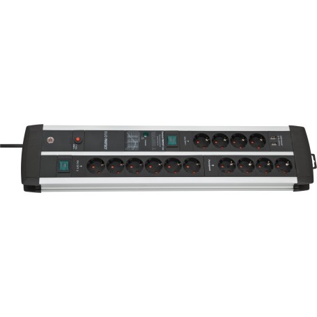 Premium-Protect-Line Steckdosenleiste 14-fach Duo (schwarz/silber, 3 Meter, 120.000A berspannungsschutz, 2x USB) (1392000232)