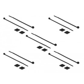 Befestigungssockel 20 x 20mm mit Kabelbinder L 200 x B 2,5mm (schwarz, 10 Paar) (18680)