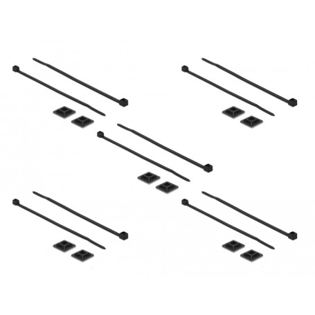Befestigungssockel 20 x 20mm mit Kabelbinder L 200 x B 2,5mm (schwarz, 10 Paar) (18680)