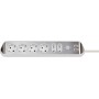 Brennenstuhl 1153590620 prolunghe e multiple 2 m 6 presa(e) AC Interno Argento, Bianco