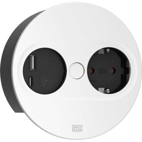 Bachmann 946.204 presa energia Type F + USB A + USB C Acciaio inox