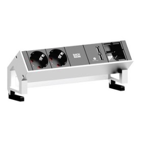 Bachmann DESK 2 prolunghe e multiple 0,2 m 2 presa(e) AC Nero, Bianco (902.228)