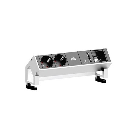 Bachmann DESK 2 prolunghe e multiple 0,2 m 2 presa(e) AC Nero, Bianco (902.228)